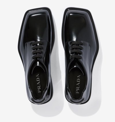 Prada Ss24 Runway Brushed Black Leather Derby Raf Simons