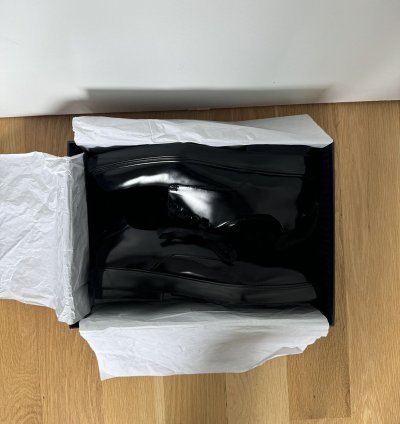 Prada Ss24 Runway Brushed Black Leather Derby Raf Simons