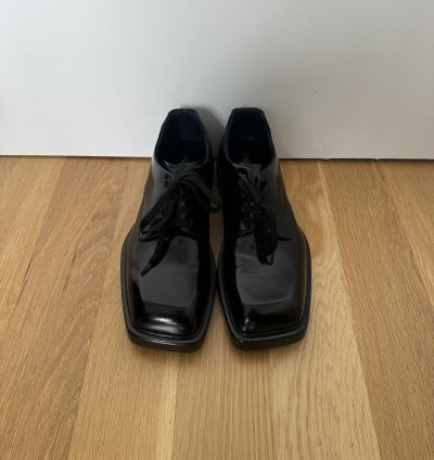Prada Ss24 Runway Brushed Black Leather Derby Raf Simons