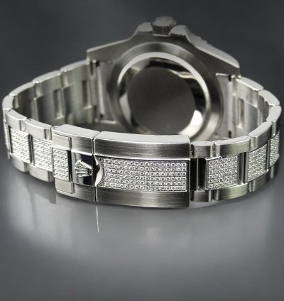 Rolex Gmt-master Ii Pepsi 40 Mm Oyster Black Dial Custom Diamond-set - Iced Out