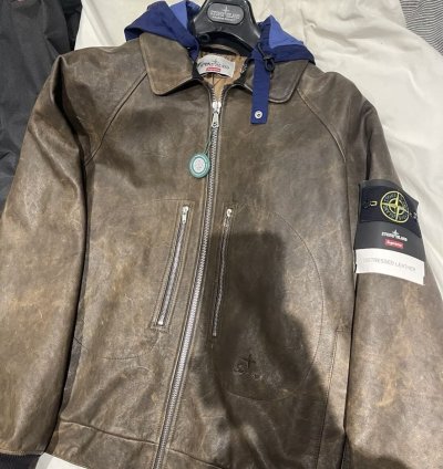 Stone Island Supreme 2023 Helicopter Leather Jacket