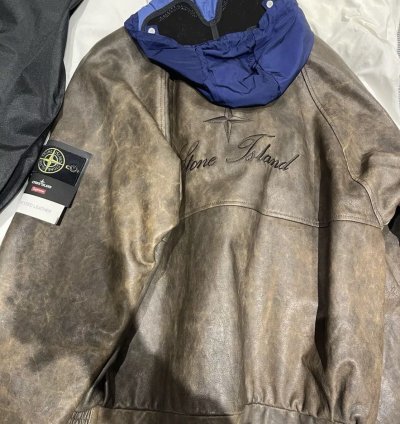 Stone Island Supreme 2023 Helicopter Leather Jacket