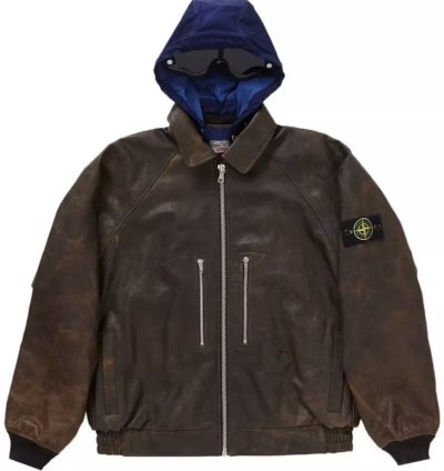 Stone Island Supreme 2023 Helicopter Leather Jacket