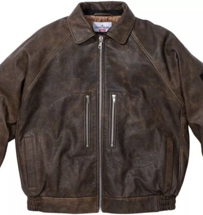Stone Island Supreme 2023 Helicopter Leather Jacket