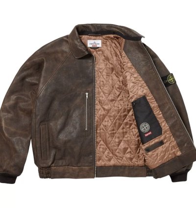 Stone Island Supreme 2023 Helicopter Leather Jacket