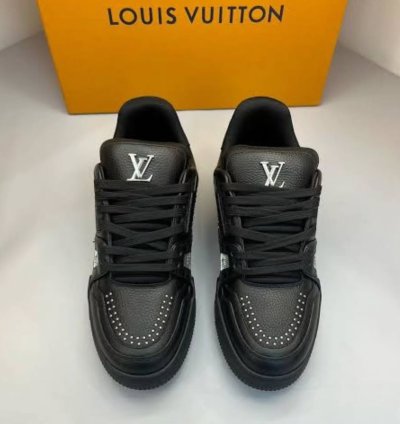 Lv Trainer Black Calf Leather