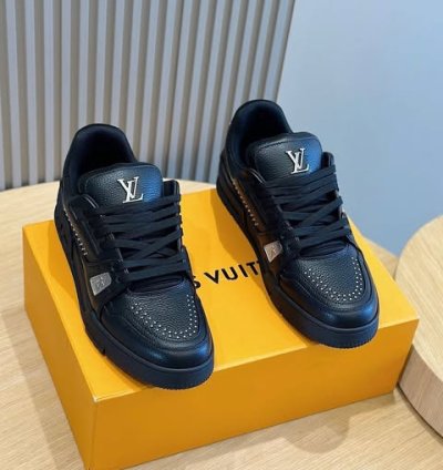 Lv Trainer Black Calf Leather