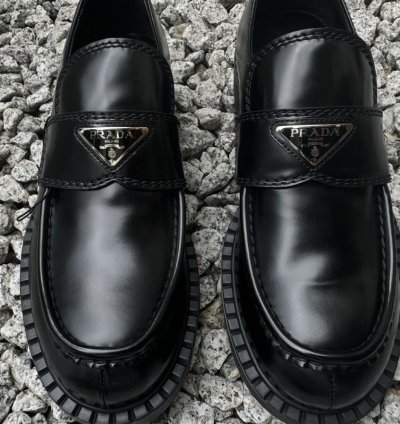 Prada Triangle Logo Loafers Spazzolato Size Uk 7 Rrp 1100