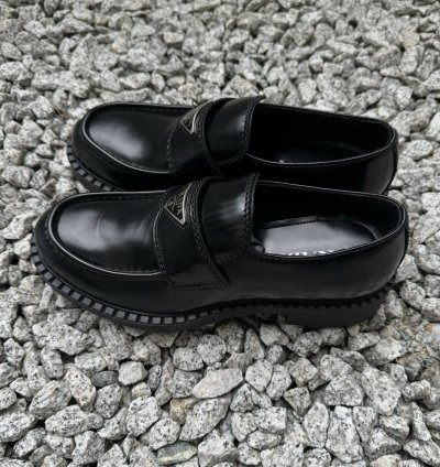 Prada Triangle Logo Loafers Spazzolato Size Uk 7 Rrp 1100