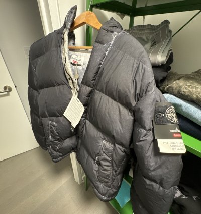 Stone Island Supreme Paintball Camo Crinkle Down Jacket