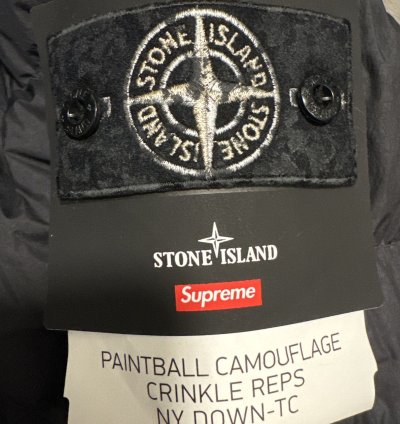 Stone Island Supreme Paintball Camo Crinkle Down Jacket