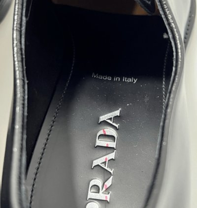 Prada Triangle-logo Derby Shoes Black Men Uk 8 5 Us 9 5