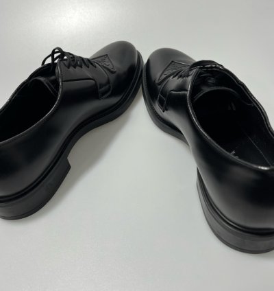 Prada Triangle-logo Derby Shoes Black Men Uk 8 5 Us 9 5