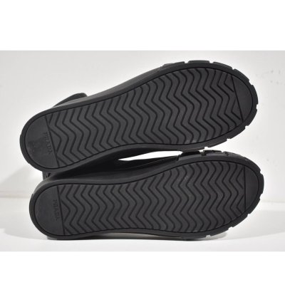 Prada Wheel Nylon Black Zip Pouch Logo High Top Sneaker