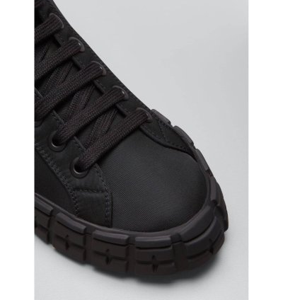 Prada Wheel Nylon Black Zip Pouch Logo High Top Sneaker