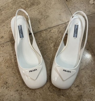 Prada White Leather Heels
