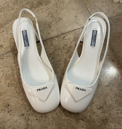 Prada White Leather Heels