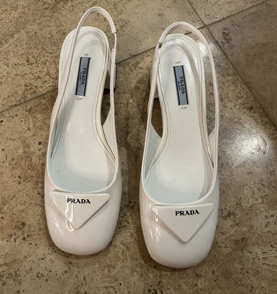 Prada White Leather Heels
