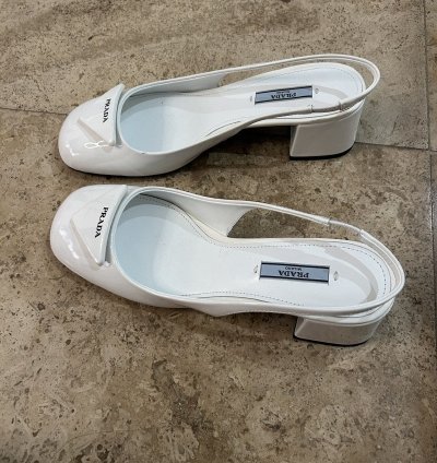 Prada White Leather Heels