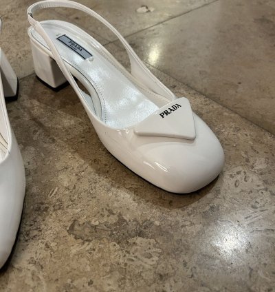 Prada White Leather Heels