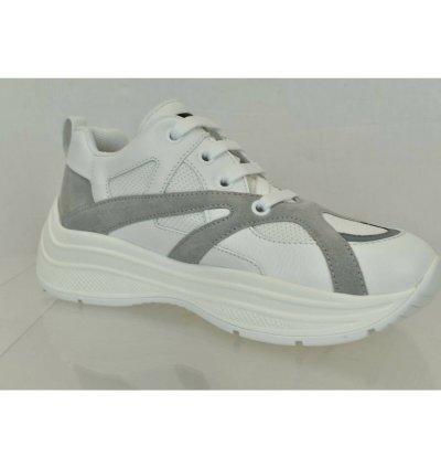 Prada White Leather Platform Sneakers
