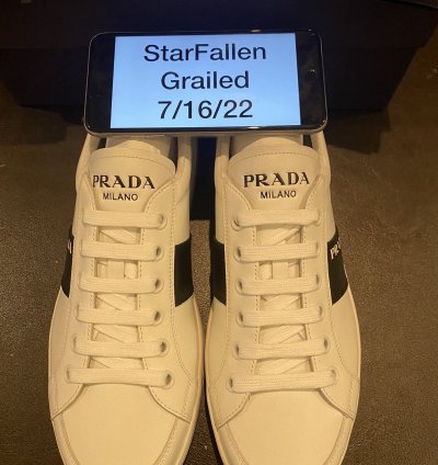 Prada White Vitelli Soft Logo Sneakers Low