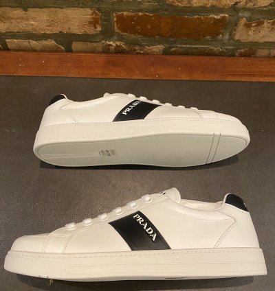 Prada White Vitelli Soft Logo Sneakers Low