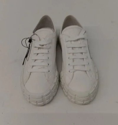 Prada Women Logo-print Canvas White Low Sneakers Eu40 Us10