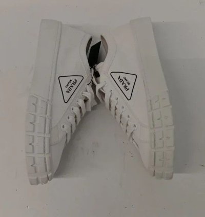 Prada Women Logo-print Canvas White Low Sneakers Eu40 Us10