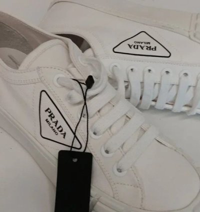 Prada Women Logo-print Canvas White Low Sneakers Eu40 Us10