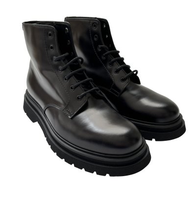 Quick Prada Black Lace Up Low Combat Boots