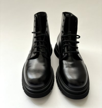 Quick Prada Black Lace Up Low Combat Boots