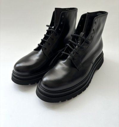 Quick Prada Black Lace Up Low Combat Boots