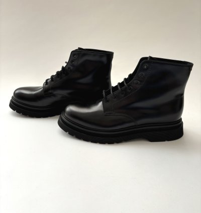 Quick Prada Black Lace Up Low Combat Boots