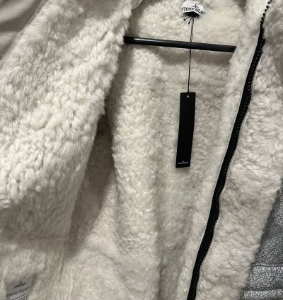 Stone Island Vitrified Sheepskin Shearling Jacket Duffle