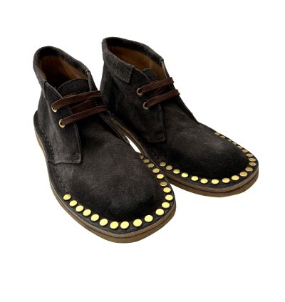Quick Prada Studded Grey Suede Desert Chukka Boots