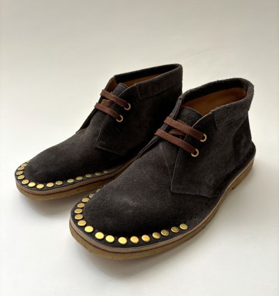 Quick Prada Studded Grey Suede Desert Chukka Boots
