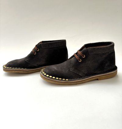 Quick Prada Studded Grey Suede Desert Chukka Boots