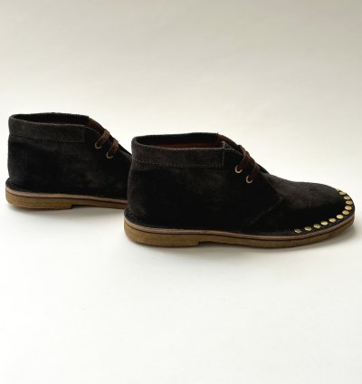 Quick Prada Studded Grey Suede Desert Chukka Boots