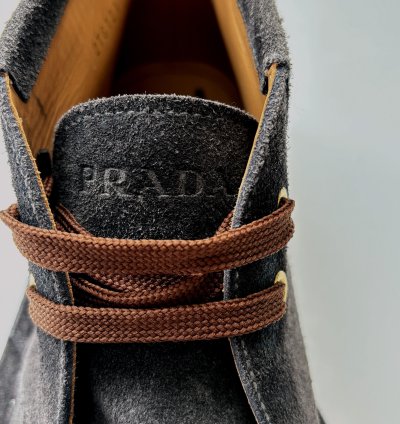 Quick Prada Studded Grey Suede Desert Chukka Boots