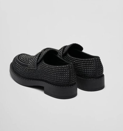 Rare Prada Satin Loafer Shoes With Crystals