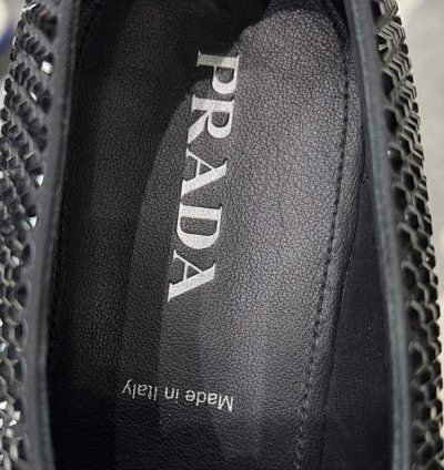 Rare Prada Satin Loafer Shoes With Crystals
