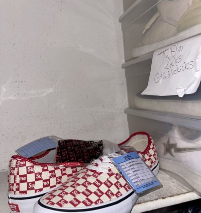 Sample Supreme Vans Authentic Pro Checkered Red