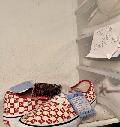 Sample Supreme Vans Authentic Pro Checkered Red