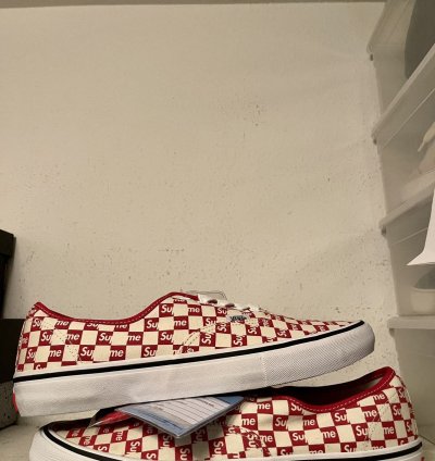 Sample Supreme Vans Authentic Pro Checkered Red