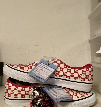 Sample Supreme Vans Authentic Pro Checkered Red