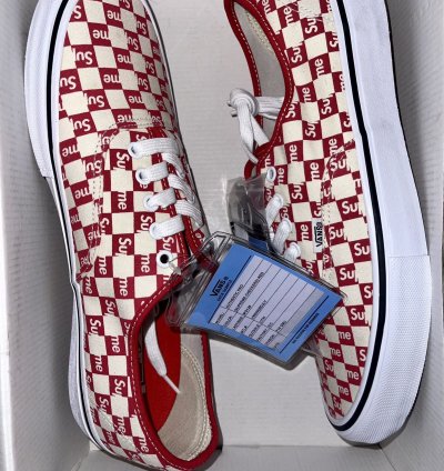 Sample Supreme Vans Authentic Pro Checkered Red