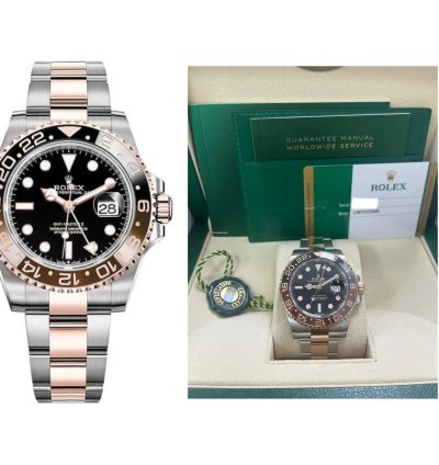 Rolex Gmt-master Ii Stainless Steel Rose Gold Black Brown Bezel- Rootbeer 126711chnr
