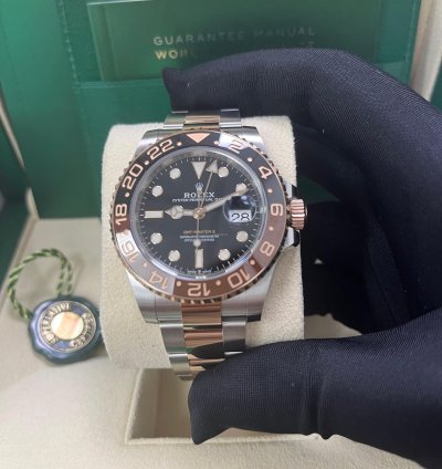Rolex Gmt-master Ii Stainless Steel Rose Gold Black Brown Bezel- Rootbeer 126711chnr