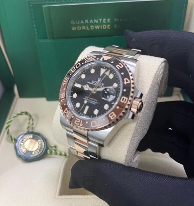 Rolex Gmt-master Ii Stainless Steel Rose Gold Black Brown Bezel- Rootbeer 126711chnr